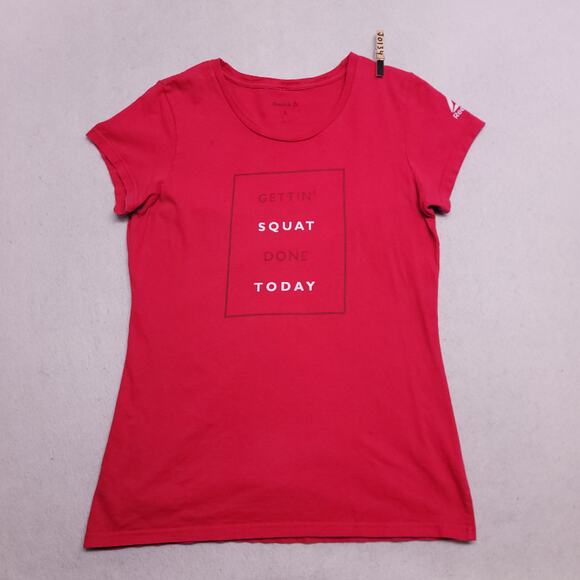Reebok Motivational Graphic Short Sleeve T-Shirt Womens Size L Large Red - Picture 1 of 11